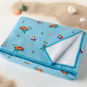 TOALLA MICROFIBRA TORTUGAS AZUL
